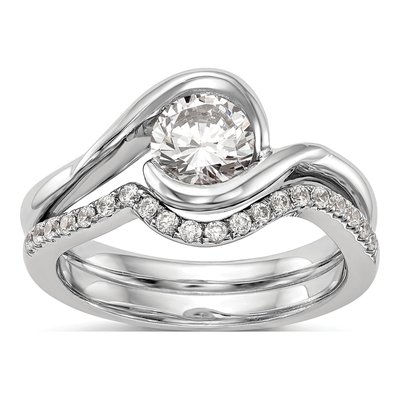 14K White Gold Bypass Engagement Ring Mounting – view 7