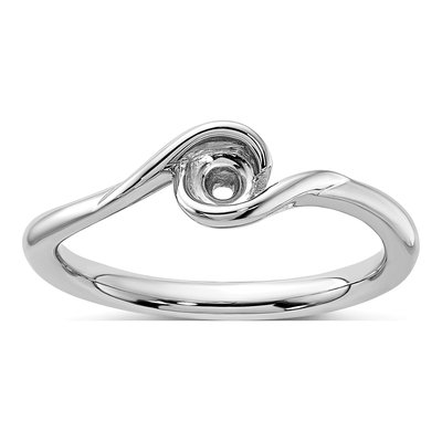 14K White Gold Bypass Engagement Ring Mounting