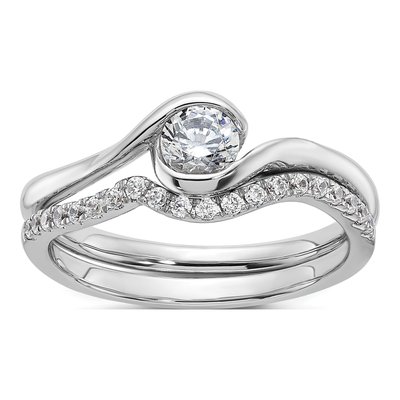 14K White Gold Bypass Engagement Ring Mounting – view 6