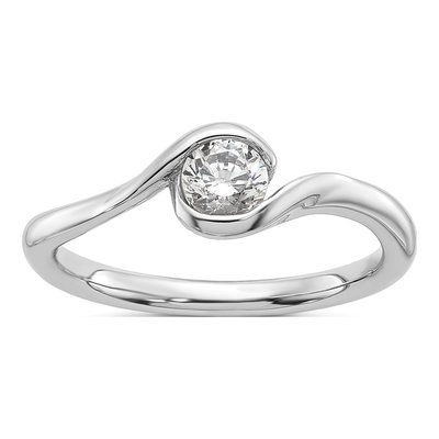 14K White Gold Bypass Engagement Ring Mounting