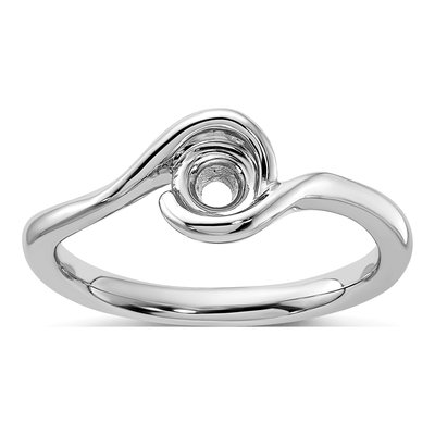 14K White Gold Half-Bezel Engagement Ring Mounting