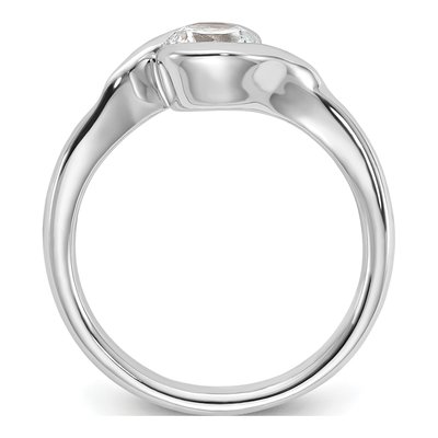 14K White Gold Half-Bezel Bypass Solitaire Engagement Ring Mounting – view 3