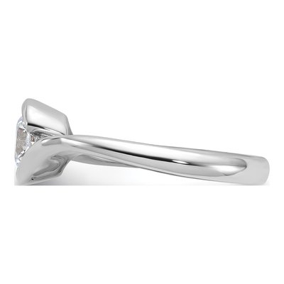 14K White Gold Half-Bezel Bypass Solitaire Engagement Ring Mounting – view 4