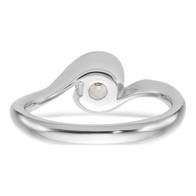 14K White Gold Half-Bezel Bypass Solitaire Engagement Ring Mounting – view 6