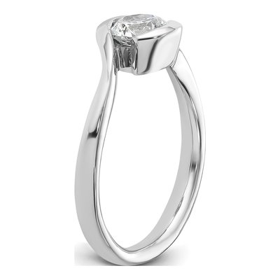 14K White Gold Half-Bezel Bypass Solitaire Engagement Ring Mounting – view 7