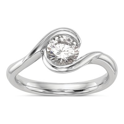 Platinum Round Bezel Solitaire Engagement Ring Mounting