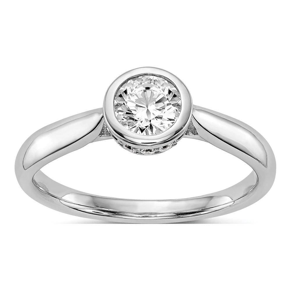 14K White Gold Diamond Bezel Engagement Engagement Ring Semi-Mount