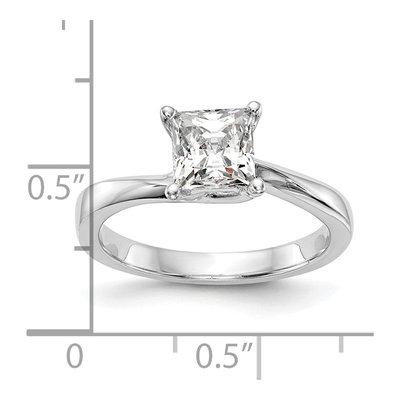 14K White Gold Princess 4-Prong Engagement Ring Mounting – view 7