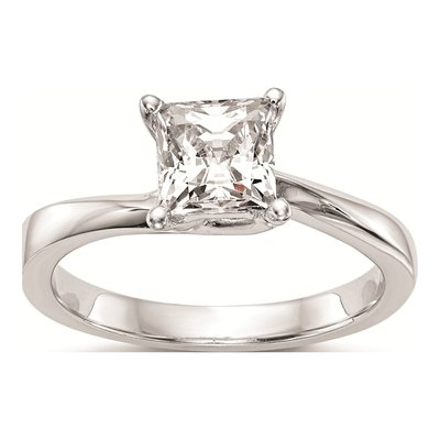 14K White Gold Princess 4-Prong Engagement Ring Mounting