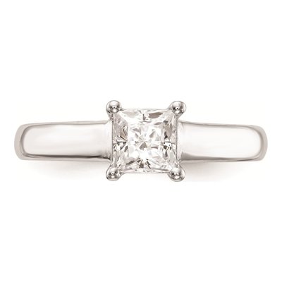 14K White Gold Princess Solitaire Engagement Ring Mounting – view 4