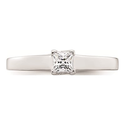 14K White Gold Princess Solitaire Engagement Ring Mounting – view 5