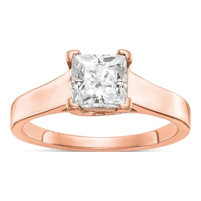 14K Rose Gold Square Solitaire Engagement Ring Mounting