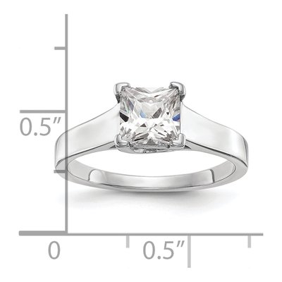 14K White Gold Princess Solitaire Engagement Ring Mounting – view 7