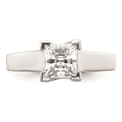 14K White Gold Princess Solitaire Engagement Ring Mounting – view 5