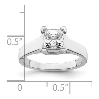 14K White Gold Princess Solitaire Engagement Ring Mounting – view 8