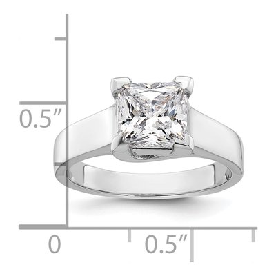 14K White Gold Princess Solitaire Engagement Ring Mounting – view 8