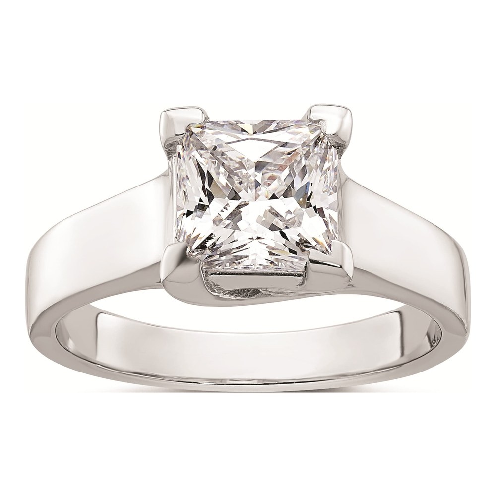 14K White Gold Princess Solitaire Engagement Ring Mounting