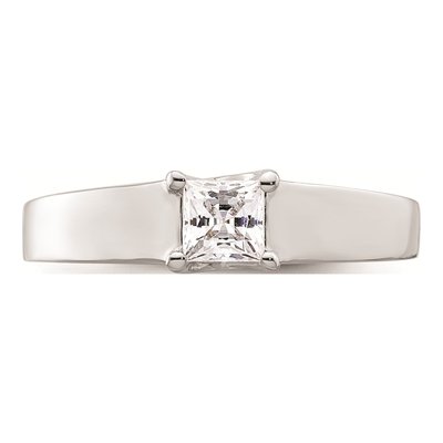 14K White Gold Princess Solitaire Engagement Ring Mounting – view 6