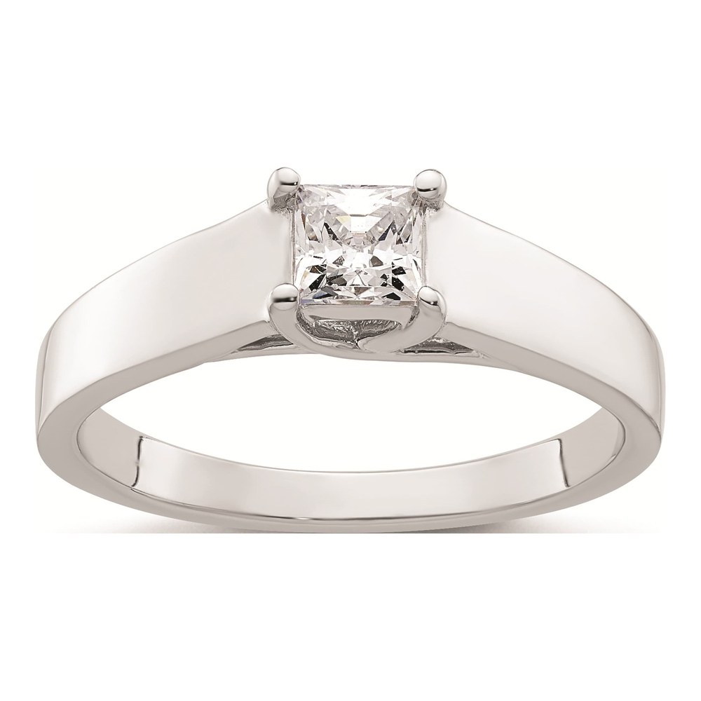 14K White Gold Princess Solitaire Engagement Ring Mounting