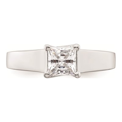 14K White Gold Princess Solitaire Engagement Ring Mounting – view 6