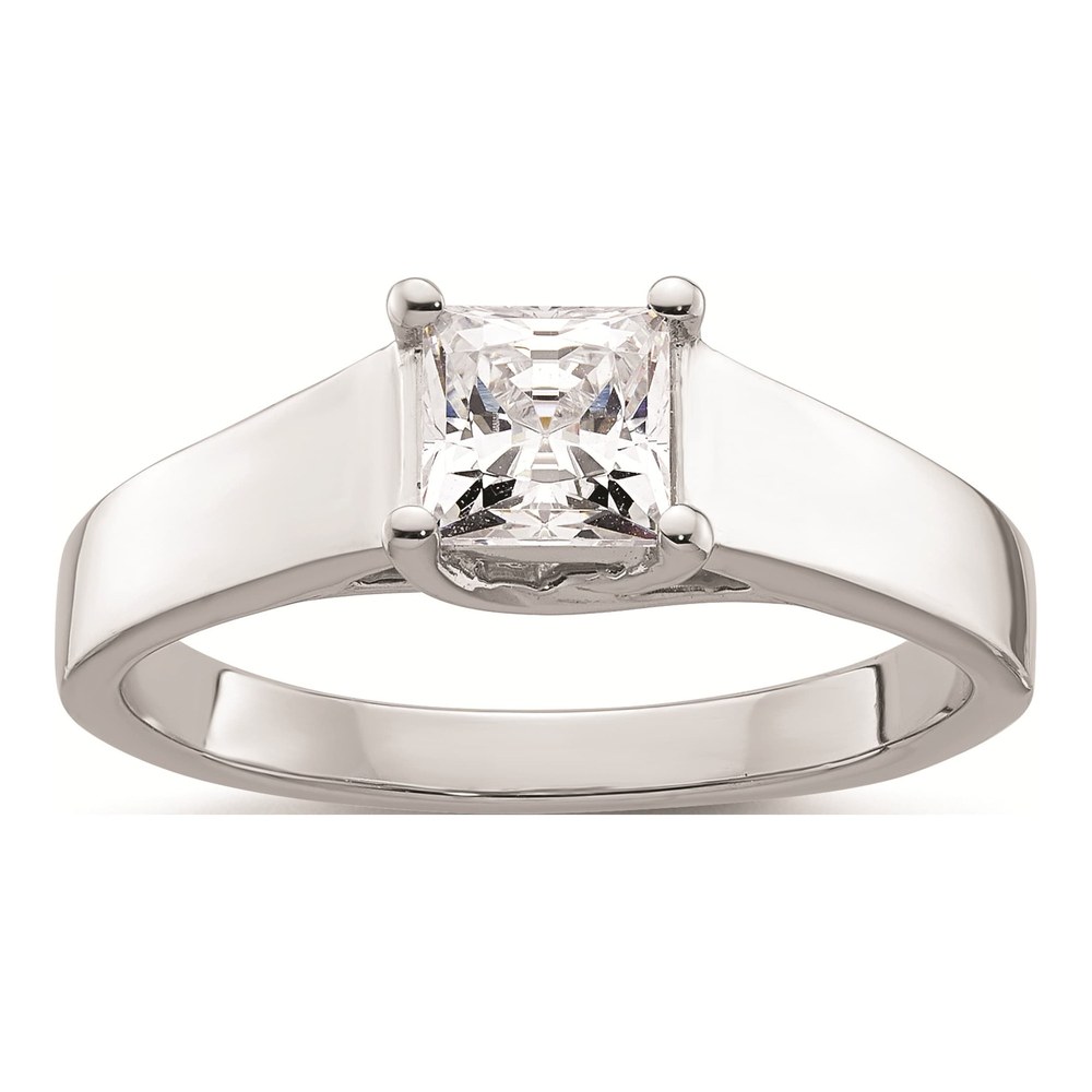 14K White Gold Princess Solitaire Engagement Ring Mounting