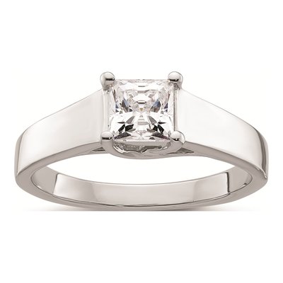 14K White Gold Princess Solitaire Engagement Ring Mounting