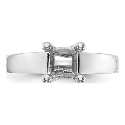 14K White Gold Princess Solitaire Engagement Ring Mounting – view 5
