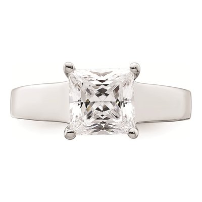 14K White Gold Princess Solitaire Engagement Ring Mounting – view 4