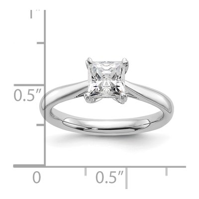 14K White Gold Princess Solitaire Engagement Ring Mounting – view 7