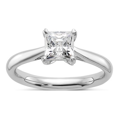 14K White Gold Princess Solitaire Engagement Ring Mounting