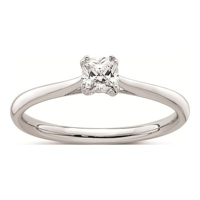 14K White Gold Cushion Solitaire Engagement Ring Mounting