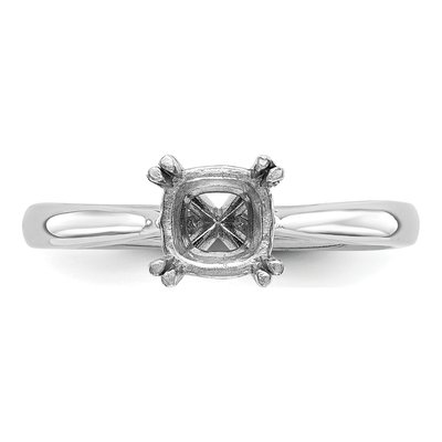 14K White Gold Cushion Solitaire Engagement Ring Mounting – view 4