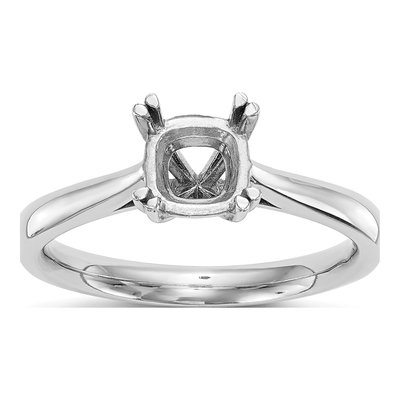 14K White Gold Cushion Solitaire Engagement Ring Mounting – view 7