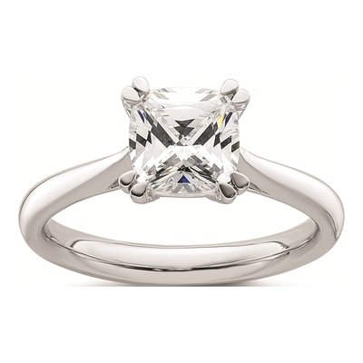14K White Gold Cushion Solitaire Engagement Ring Mounting