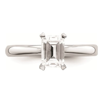 14K White Gold Emerald-Cut Solitaire Engagement Ring Mounting – view 6