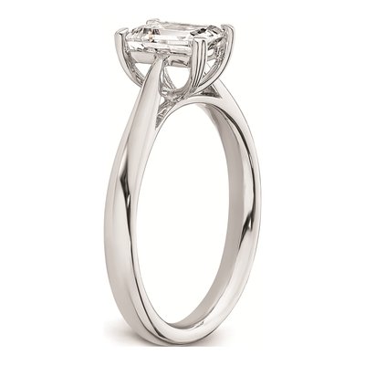 14K White Gold Emerald-Cut Solitaire Engagement Ring Mounting – view 8
