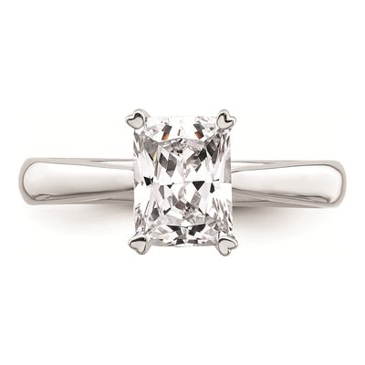 14K White Gold Emerald-Cut Solitaire Engagement Ring Mounting – view 6