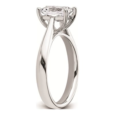 14K White Gold Emerald-Cut Solitaire Engagement Ring Mounting – view 8