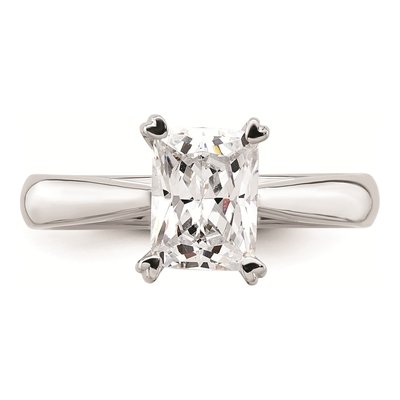 14K White Gold Solitaire for Emerald Cut Engagement Ring Mounting – view 6