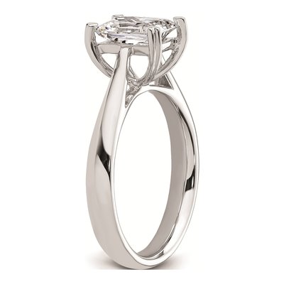 14K White Gold Solitaire for Emerald Cut Engagement Ring Mounting – view 8