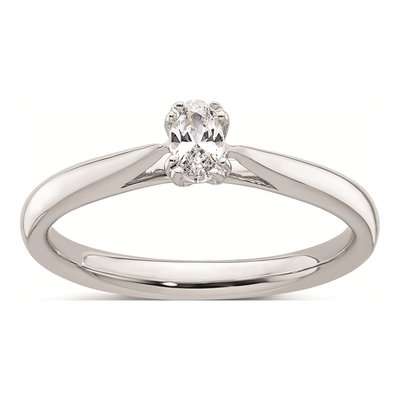 14K White Gold Oval Solitaire Engagement Ring Mounting