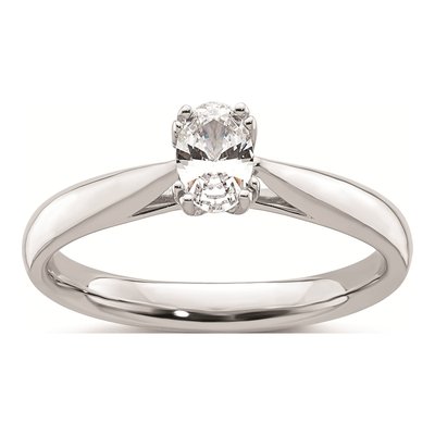 14K White Gold Oval Solitaire Engagement Ring Mounting