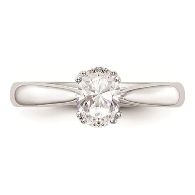 14K White Gold Oval Solitaire Engagement Ring Mounting – view 5