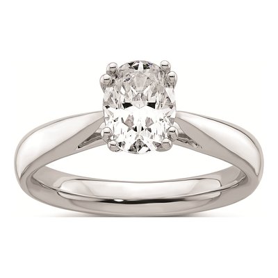 14K White Gold Oval Solitaire Engagement Ring Mounting