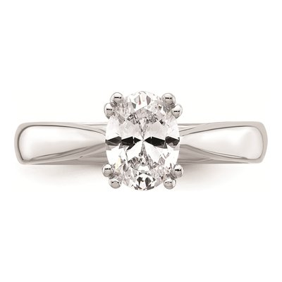 14K White Gold Oval Solitaire Engagement Ring Mounting – view 5