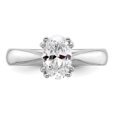14K White Gold Oval Solitaire Engagement Ring Mounting – view 5