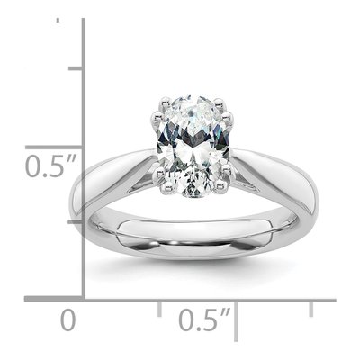 14K White Gold Oval Solitaire Engagement Ring Mounting – view 8