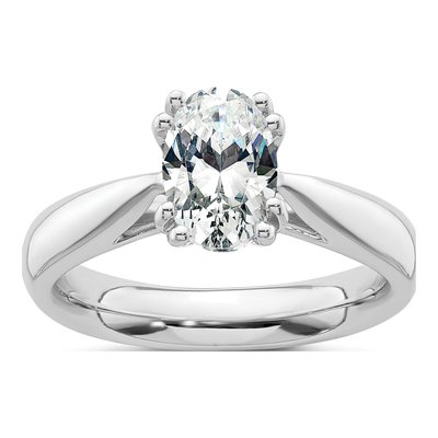 14K White Gold Oval Solitaire Engagement Ring Mounting