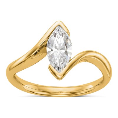 14K Yellow Gold Marquise Bezel Engagement Ring Mounting