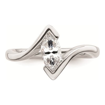14K White Gold Marquise Bypass Engagement Ring Mounting – view 6